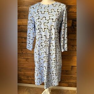 J. McLaughlin Light Blue Abstract-Print 3/4 Sleeve Dress